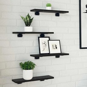 vidaXL Ράφι Βιβλίων 4 pcs Μαύρο 40 x 10 x 1.5 cm Επεξεργασμένο ξύλο