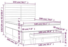 Κρεβάτι Boxspring με Στρώμα Μπλε 140x190 εκ. Υφασμάτινο - Μπλε