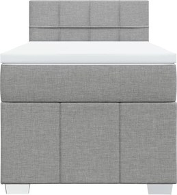 vidaXL Κρεβάτι Boxspring με Στρώμα Ανοιχτό Γκρι 80x200 εκ. Υφασμάτινο