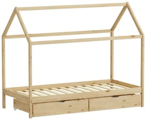 Κρεβάτι παιδικό Mellin τύπου Montessori με 2 συρτάρια ξύλο φυσικό 90x190 εκ. 90x190x140 εκ.