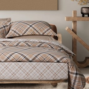 Σετ Παπλωματοθήκη Polycotton Υπέρδιπλη 220x240εκ. Casual 5435 Beige-Black Das Home