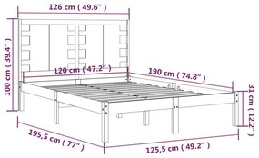 Πλαίσιο Κρεβατιού Μελί 120x190 εκ. Μασίφ Ξύλο Small Double - Καφέ