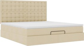 vidaXL Οθωμανικό κρεβάτι με στρώμα Cream 180x200cm ύφασμα