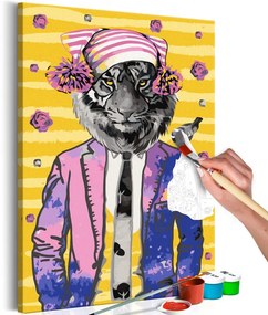 Ζωγραφική με αριθμούς Τίγρης με καπέλο - 40x60