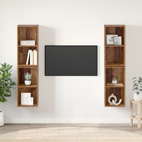 vidaXL Τηλεοπτική Κάβα Τοίχου 4 pcs Παλιό ξύλο 37 x 37 x 72 εκ
