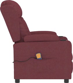 vidaXL Πολυθρόνα Μασάζ Μπορντό Υφασμάτινη
