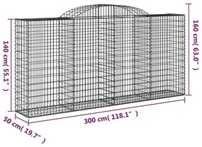 Συρματοκιβώτια Τοξωτά 25 τεμ. 300x50x140/160 εκ. Γαλβαν. Ατσάλι - Ασήμι