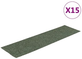 vidaXL Πατάκια Σκάλας Αυτοκόλλητα Ορθογώνια 15 τεμ. Πράσινα 76 x 20 εκ