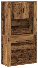 vidaXL Υψηλό Έπιπλο Παλιού Ξύλου 80x33x150 εκ. Κατασκευασμένη Ξυλεία
