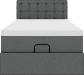 vidaXL Οθωμανικό κρεβάτι με στρώμα Σκούρο γκρι 80x200cm ύφασμα