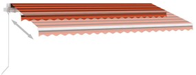 vidaXL Τέντα Συρόμενη Χειροκίνητη με LED Πορτοκαλί/Καφέ 450 x 300 εκ.