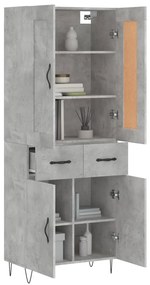 vidaXL Ντουλάπι Γκρι Σκυροδέματος 69,5x34x180 εκ. Επεξεργασμένο Ξύλο