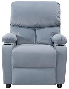 Πολυθρόνα relax με ποτηροθήκη Gartia βελούδο σε γκρι απόχρωση 79x94x102εκ 79x94x102 εκ.