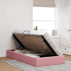 vidaXL Κρεβάτι Οθωμανικού Τύπου Ροζ 90 x 190 cm Βελούδο