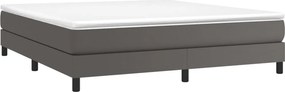 vidaXL Κρεβάτι Boxspring με Στρώμα Γκρι 160x200εκ. από Συνθετικό Δέρμα