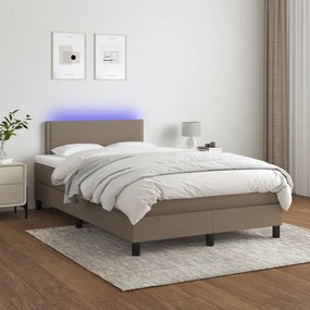 Κρεβάτι Boxspring με Στρώμα &amp; LED Taupe 120x200 εκ. Υφασμάτινο