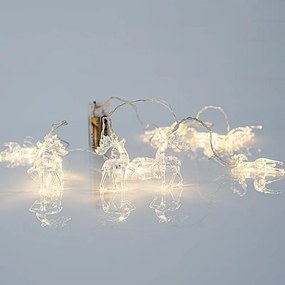 Eurolamp Σειρά 10 LED 5mm Θερμό Λευκό Με Ακρυλικά Ταρανδάκια 1.35m ΙΡ20 Διαφανές Καλώδιο Μπαταρίας 600-11234