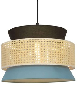 Φωτιστικό Οροφής Nisyros TF20841P 1xΕ27 Φ40cm 150cm Black-Veraman Aca Rattan,Fabric