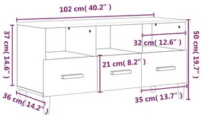 Έπιπλο Τηλεόρασης Λευκό 102x36x50 εκ. Επεξεργασμένο Ξύλο - Λευκό