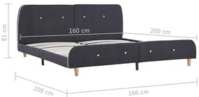vidaXL Πλαίσιο Κρεβατιού Σκούρο Γκρι 160 x 200 εκ. Υφασμάτινο