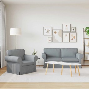 vidaXL Σετ Καναπέ 2 τμχ. Ανοιχτό γκρι ύφασμα