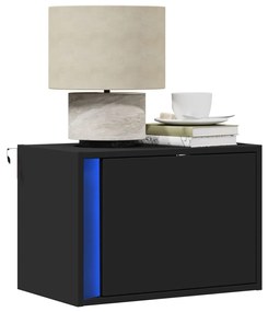 Κομοδίνα Επιτοίχια με Φώτα LED 2 τεμ. Μαύρα