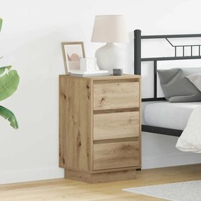 vidaXL κομοδίνο  με LED Ξύλο Artisan Oak 39x34.5x65 εκ. Επεξεργασμένο Ξύλο