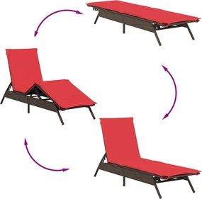 vidaXL Ξαπλώστρες 2 τεμάχια με τραπέζι Καφέ πολυ μπαστούνι