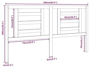 vidaXL Κεφαλάρι Κρεβατιού Μαύρο 166 x 4 x 100 εκ. Μασίφ Ξύλο Πεύκου