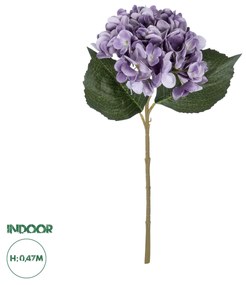 GloboStar® Artificial Garden PURPLE HYDRANGEA BRANCH 21181 Τεχνητό Διακοσμητικό Κλαδί Ορτανσίας Βαθύ Μωβ  Y47cm