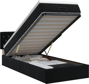 vidaXL Κρεβάτι Ottoman με στρώμα Μαύρο 100 x 200 cm Βελούδο