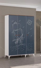 Ντουλάπα Παιδική Ναυτικό Στυλ Τρίφυλλη 129x53x130 cm