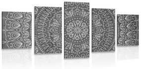 Εικόνα 5 τμημάτων χειροποίητη Mandala σε ασπρόμαυρο - 200x100