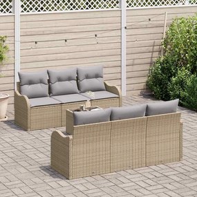 vidaXL Σετ Καναπέ Κήπου με μαξιλάρι 7 pcs Μπεζ, Γκρι 55 x 55 x 37 εκ