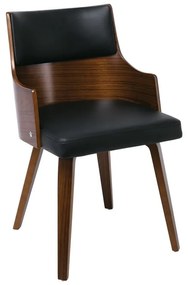 EMERSON Πολυθρόνα Καρυδί - Pu Μαύρο 48x53x79cm Ε7513,1
