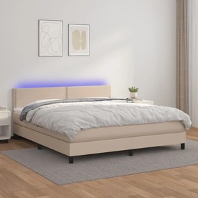 ΚΡΕΒΑΤΙ BOXSPRING ΣΤΡΩΜΑ&amp;LED ΚΑΠΟΥΤΣΙΝΟ 160X200 ΕΚ. ΣΥΝΘ. ΔΕΡΜΑ 3134176