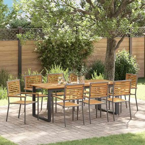 vidaXL Σετ τραπεζαρίας κήπου 9 pcs Γκρι 200 x 90 x 75 cm