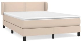 vidaXL Κρεβάτι Boxspring με Στρώμα Καπουτσίνο 140x190εκ.από Συνθ.Δέρμα