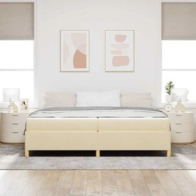 vidaXL Κρεβάτι με ελατήρια Λευκό και Κρέμα 200 x 200 cm ύφασμα