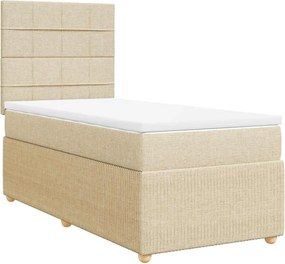 vidaXL Κρεβάτι Boxspring με Στρώμα Κρεμ 90x190 εκ.Υφασμάτινο
