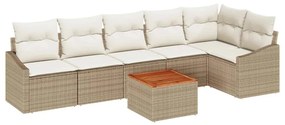 vidaXL Σετ Καναπέ Κήπου με μαξιλάρι 7 pcs Μπεζ συνθετικό ρατάν
