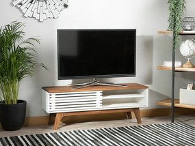 Τραπέζι Tv Berwyn 210, Άσπρο, Σκούρο ξύλο, 117x44x35cm, 18 kg | Epipla1.gr
