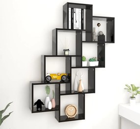 vidaXL Ράφι Κύβος Τοίχου Μαύρο 90x15x119 εκ. από Επεξεργασμένο Ξύλο