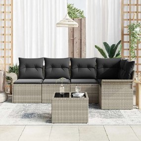 vidaXL Σετ Καναπέ Κήπου 6 pcs Γκρι 55 x 55 x 37 εκ Πολυ ράταν