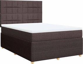 vidaXL Κρεβάτι Boxspring με Στρώμα Σκούρο Καφέ 140x200 εκ Υφασμάτινο