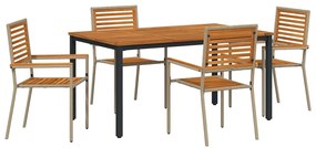 vidaXL Σέτ φαγητού για κήπο 4 pcs Μπεζ 150 x 90 x 75 cm