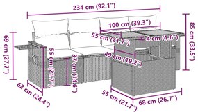 Σετ Καναπέ Κήπου 5 τεμ. Μπεζ Συνθετικό Ρατάν με Μαξιλάρι - Μπεζ