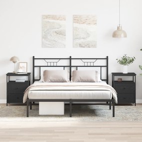 vidaXL Κομοδίνα 2 τεμ Μαύρο Δρυς 44x45x60 εκ Επεξεργασμένο Ξύλο