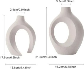 Stewehome Σετ 2 διακοσμητικά βάζα με σχέδιο κισσού Λευκό