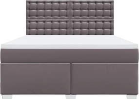 vidaXL Κρεβάτι Boxspring με Στρώμα Γκρι 180x200 εκ. Συνθετικό Δέρμα